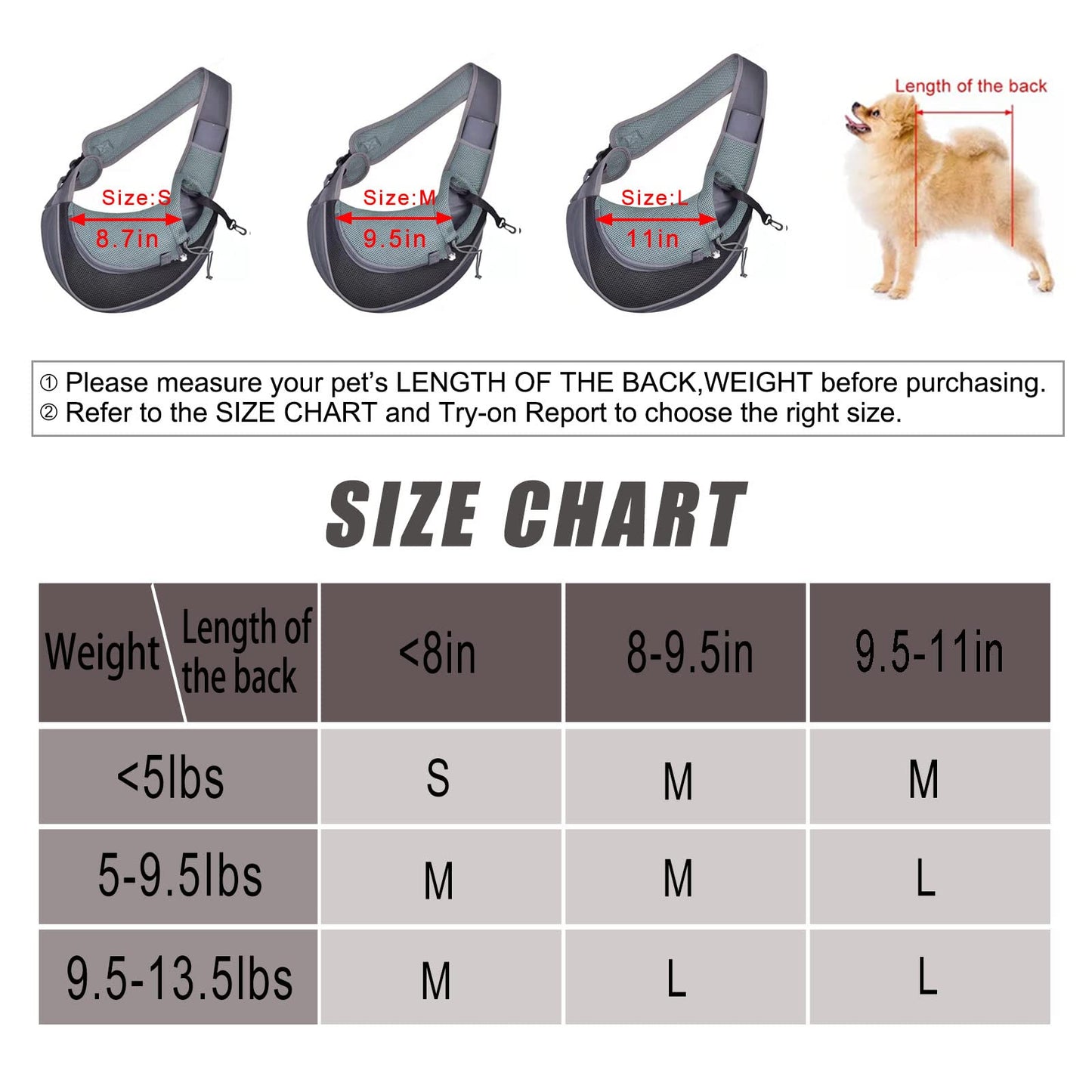 CUBY Pet Sling Carrier for Puppy Dog, Dogs Sling Carrier Breathable, Safety Front Pocket Pet Sling Carrier, Hands-Free Mesh Bag with Adjustable Shoulder Strap for Outdoor and Travel (Black, S)