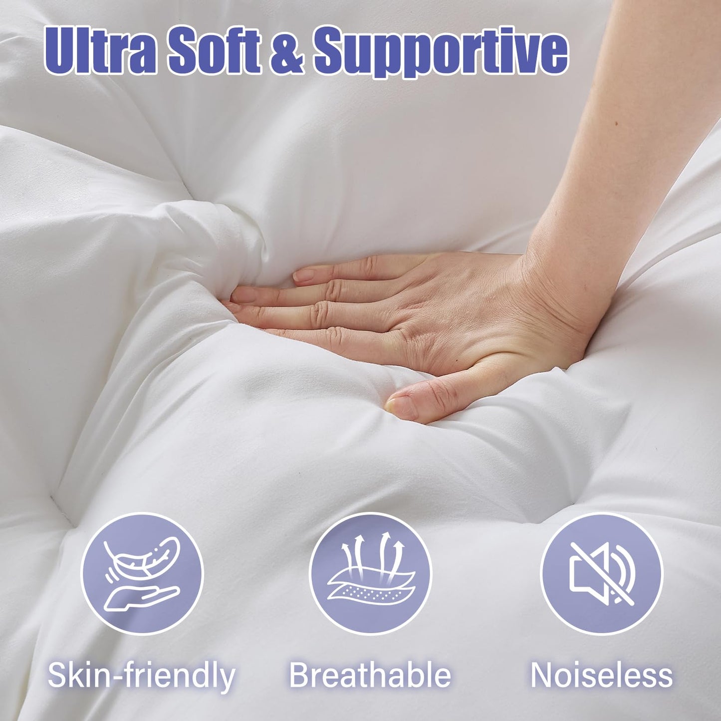WhatsBedding 4 Inch Memory Foam Mattress Topper King Size for Pressure Relief, Extra Soft and Breathable Pillow Top Mattress Topper, Fluffy Shredded Memory Foam Filled，80 * 78 * 4in