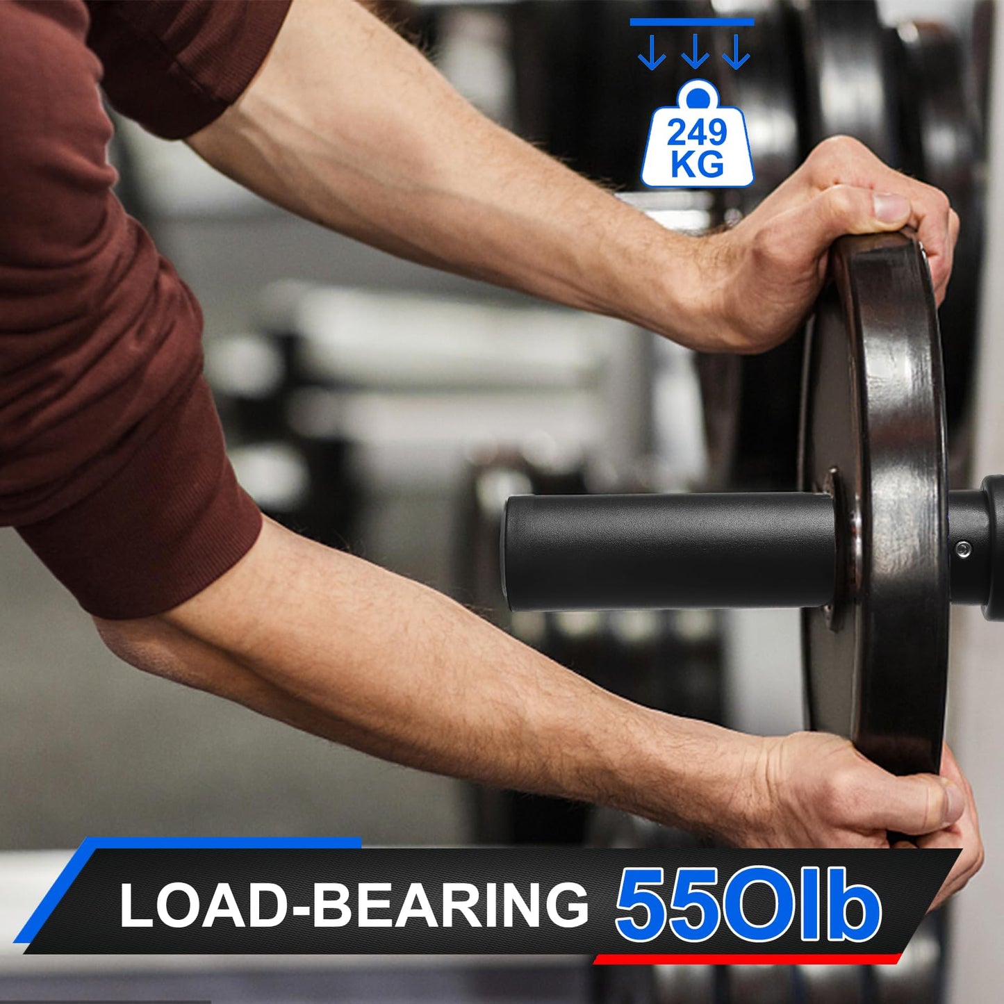 Olympic Adapter Sleeve (2 PCS), Converts 1" Standard Weight Plate Posts to 2" Olympic Weight Plate Posts, Suitable for 1" Standard Barbell Bars, Heavy Duty Nylon and Removable end Cap