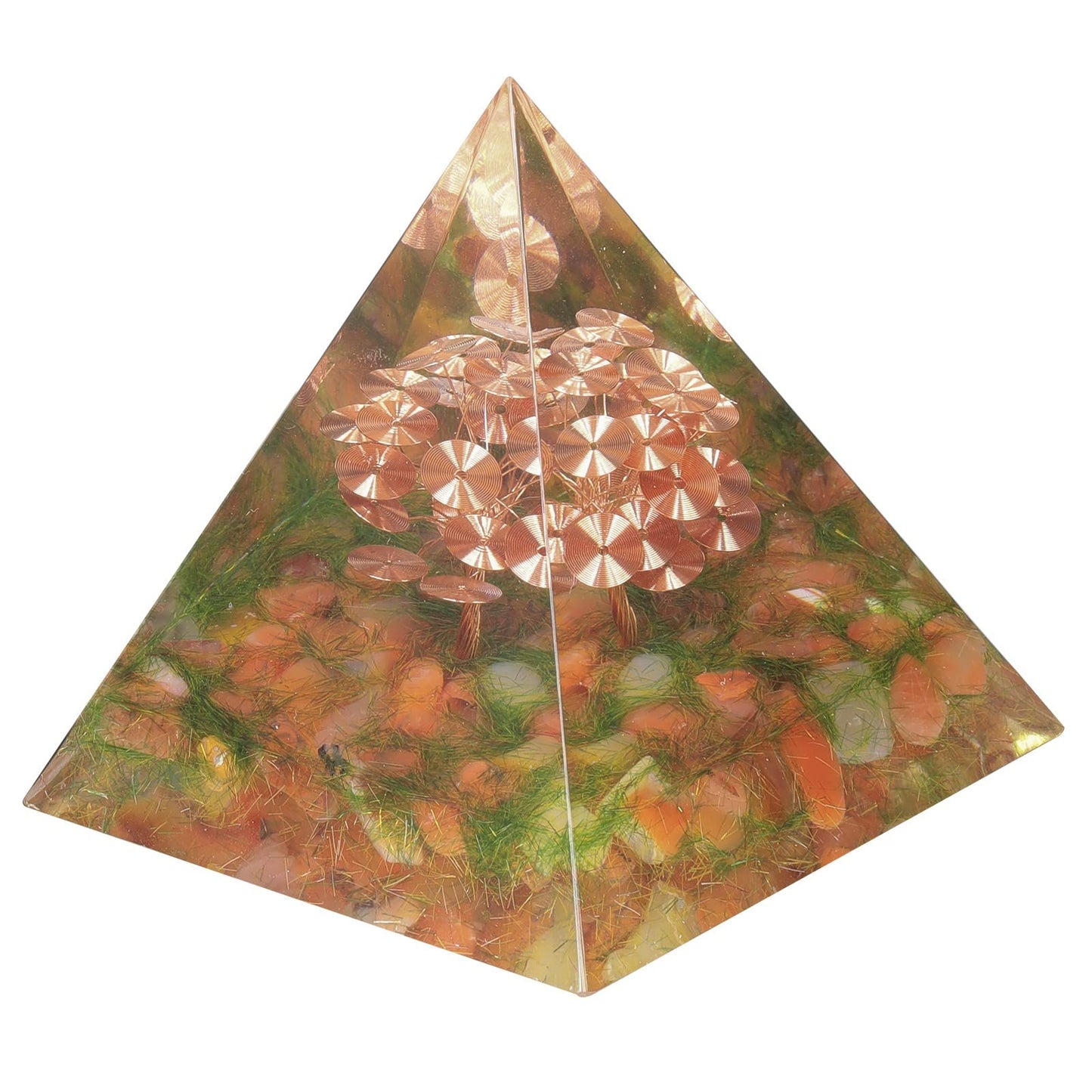 mookaitedecor Carnelian Crystal Orgone Pyramid with Copper Wire Tree of Life, Healing Stones Orgonite Energy Generator for Protection Meditation Home Decor