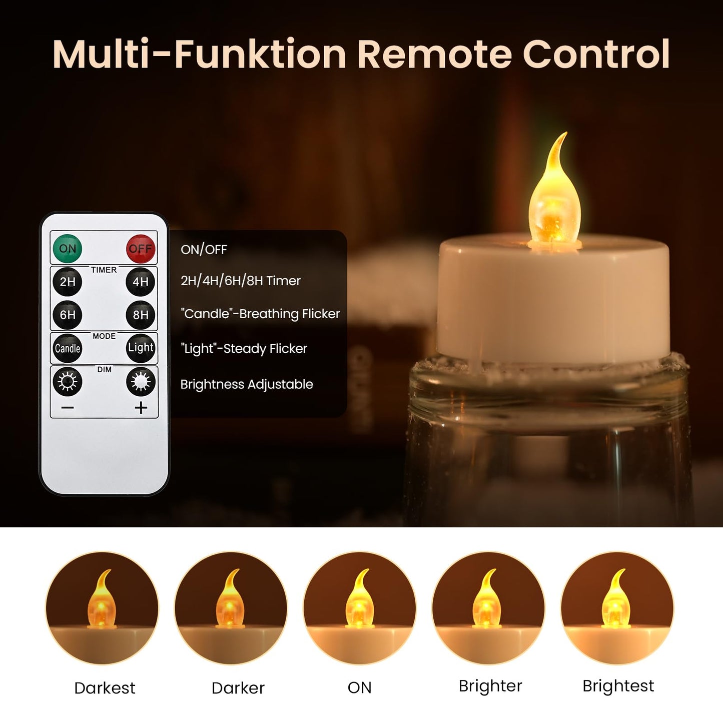 JOSU 24PCS Flameless Tea Lights Candles with Remote Timer, Led Battery Operated Electric Votive Candle for Wedding Centerpiece Table Decorations, Flickering Tealight Candles for Halloween Party Decor