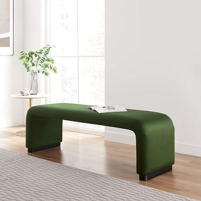 Modway EEI-6734-BLK-MOS Koda Performance Velvet Waterfall Long Bench