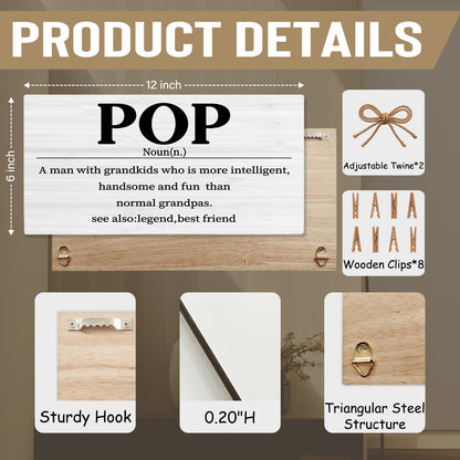 shiviody Pop Gifts Picture Frame Photo Holder for Wall, Best Grandpa Gifts for Christmas Birthday from Grandkids Granddaughters Grandsons, Grandpa Photo Hanging Display Picture Board for Wall Decor