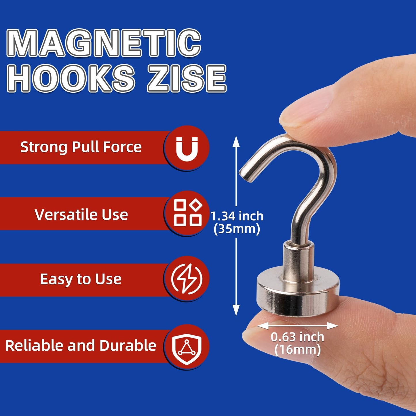 Junarter Magnetic Hooks,100 Pack Magnetic Hooks for Cruise Cabins, 25lbs Magnet Hooks, Strong Magnetic Hook Heavy Duty, Magnets with Hooks, Metal Magnetic Hook for Hanging, Refrigerator, Grill