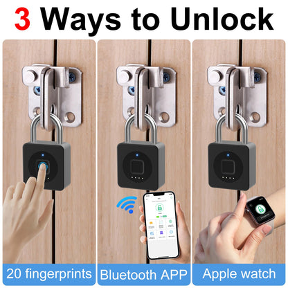 Gym Locker Padlock eLinkSmart Fingerprint Mobile APP Unlock Remote Management Outdoor Waterproof Keyless Biometric Padlock for Gym Luggage Bags Locker Storage Tool Box Gun Case Footlocker Black