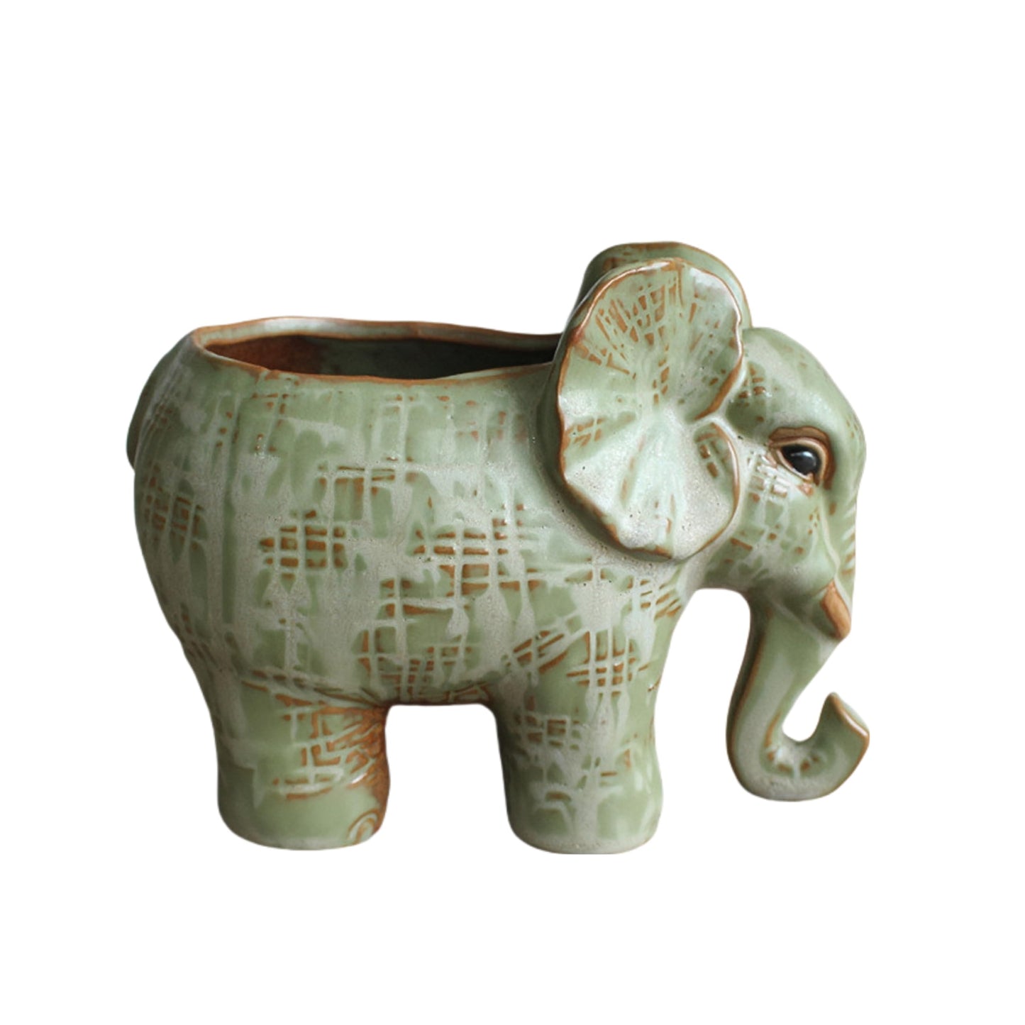SJBAG Cute Animal Elephant Shaped Ceramic Succulent Cactus Air Plant Flower Pots Planters-Plant Not Included (Small Green)