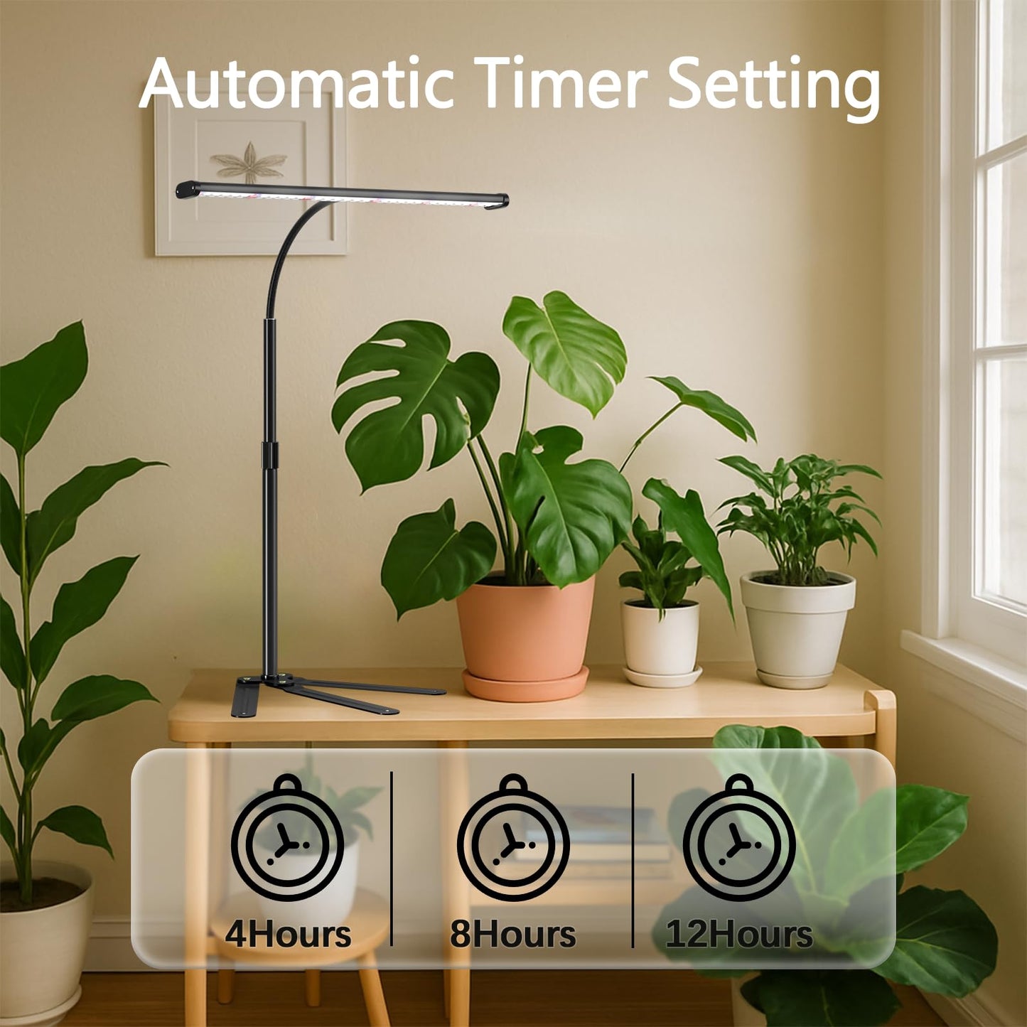 GYTF Super-Bright Plant Grow Light, 6000K 108LEDs Full Spectrum Plant Lamp with Timer 4/8/12Hrs & Height Extendable for Home Office Desktop Indoor Plants, 12V 3A High Power Output for Faster Growth