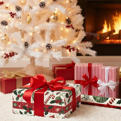 Kitico Christmas Peel and Stick Wallpaper Roll – Self Adhesive Decorative Wall Paper & Christmas Wrapping Paper 17.3"x196.8"