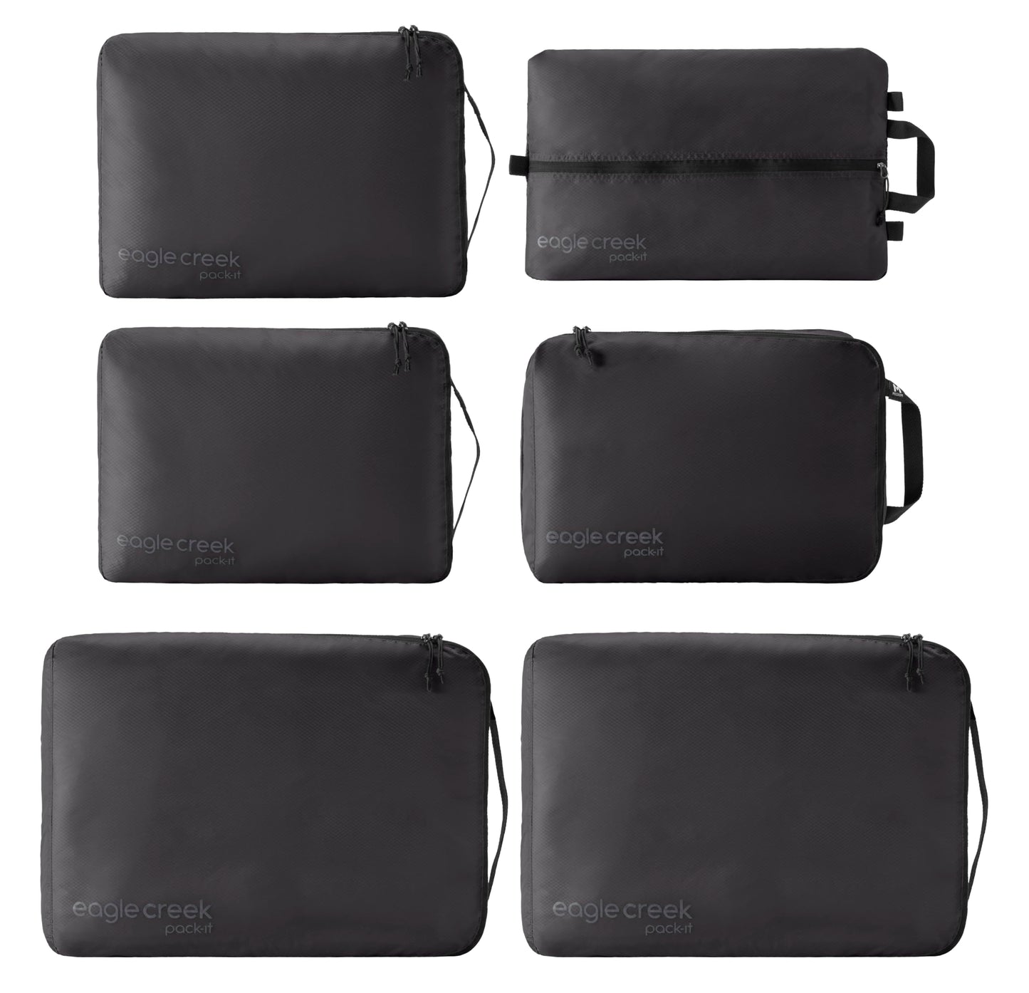 Eagle Creek Pack-It Isolate Extended Stay Set - Includes Shoe Sack, M Clean/Dirty Cube, 2x M Isolate Cube & 2x L - Travel Essentials - Black