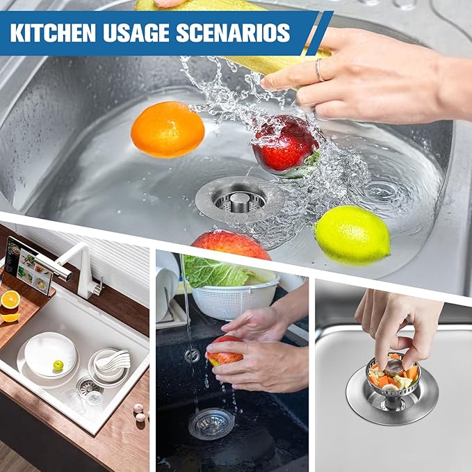 Sink Drain Strainer Kitchen Sink Drain Strainer&Sink Stopper, Stainless Steel
