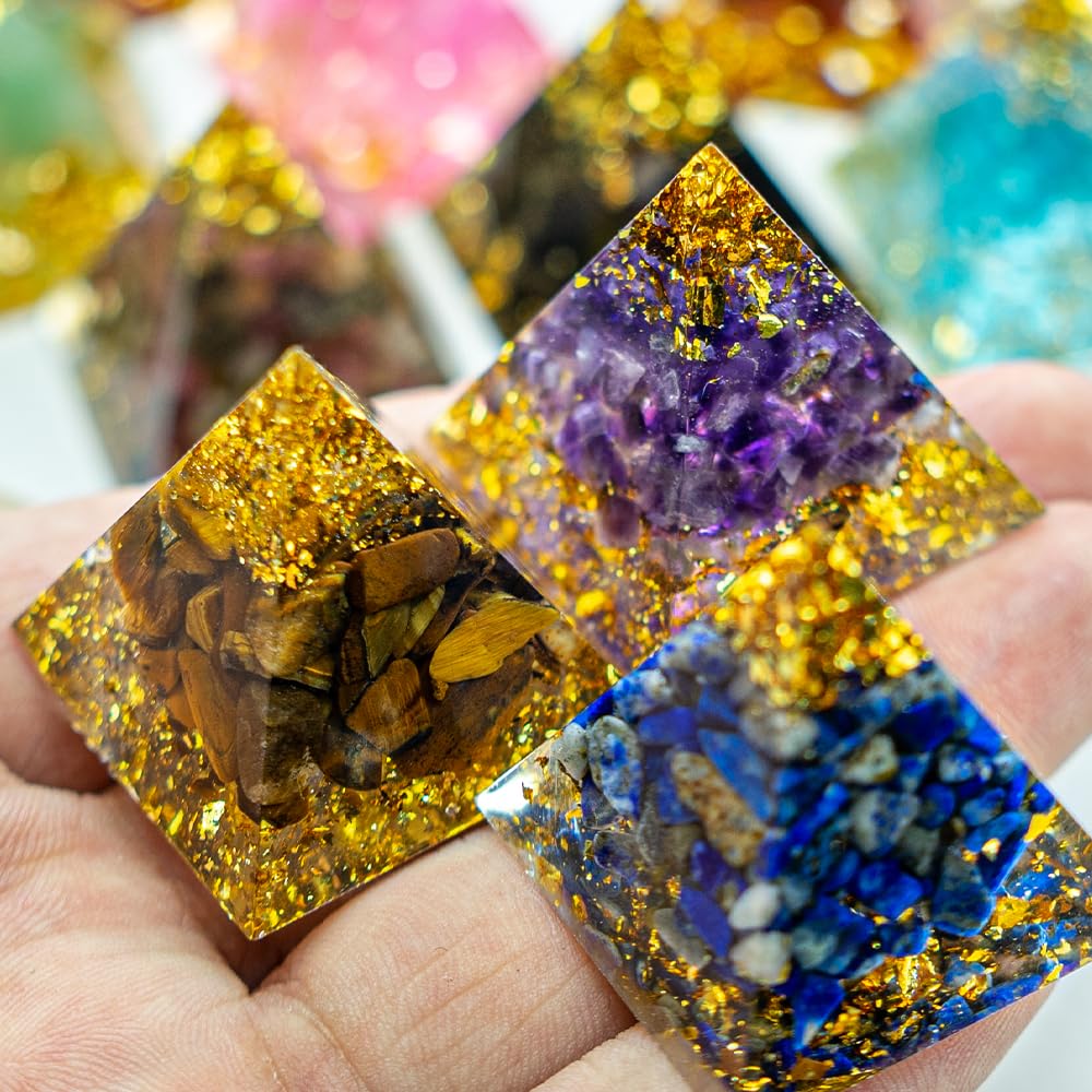 AierCrystal (1.18inch-12pcs Natural Healing Crystal Pyramid Set —Feng Shui Home Decoration, Chakra Balancing Purification, Energy Healing Meditation Tool, Home Ornament(3cm Pyramid 12pcs Set)