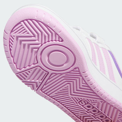 adidas Hoops Lifestyle Basketball Hook-and-Loop Shoes, Cloud White/Lilac/Violet Fusion, 2.5 UK