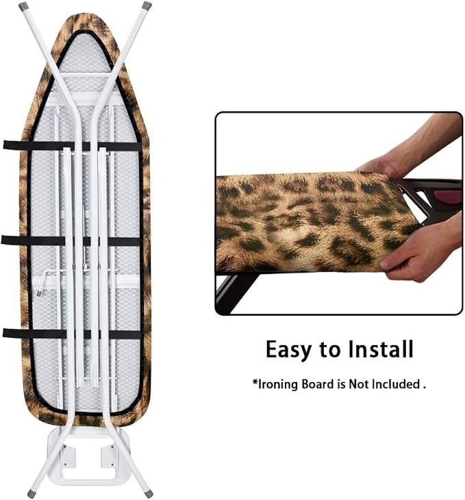 Brown Leopard Skin Ironing Board Cover and Pad Standard Size Elastic Edge