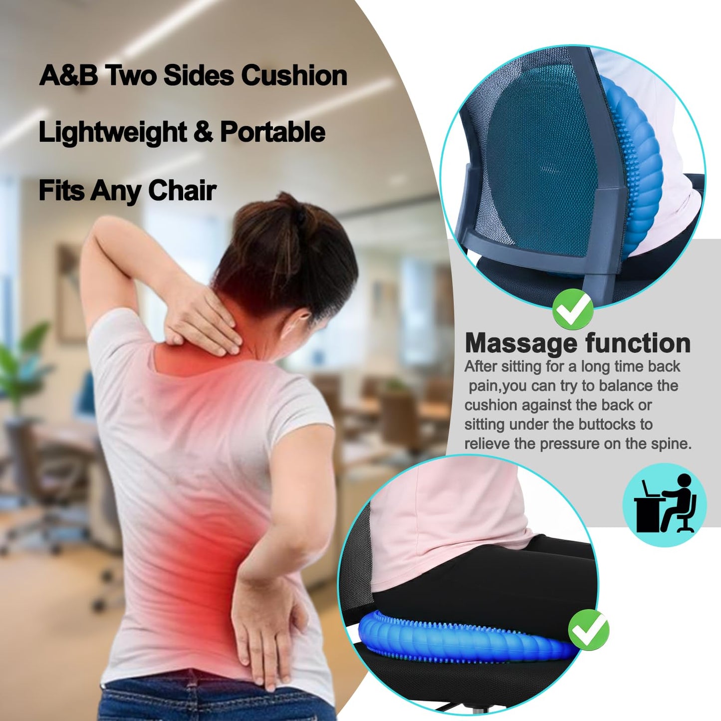 Hanstuten Wobble Cushion Core Balance Disc, Wiggle Seat for Sensory Kids to Stay Focused, Non-slip Balance Pads with Inflation Pump for Physical Therapy & Core Strength (1Blue)