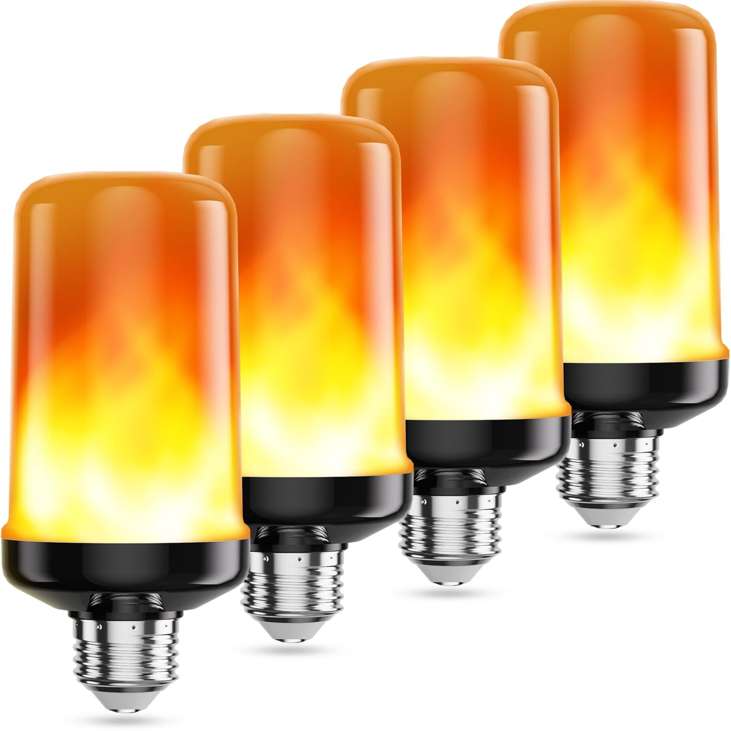 hyrion Flame Light Bulbs, Flickering Light Bulbs Outdoor, 4 Modes Fire Lightbulbs with Gravity Sensor, LED Flame Lights Bulb for Halloween Porch Christmas Indoor -4 Pack