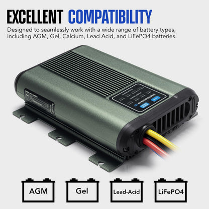 ATEM POWER 25A 12V DC to DC Battery Charger with Anderson Plug Reverse Charge MPPT for AGM, Gel, Calcium, Lead Acid, LiFePO4 Batteries of 4WDs, RVs, Campers, Trailers Multi-Protection On-Board Charger