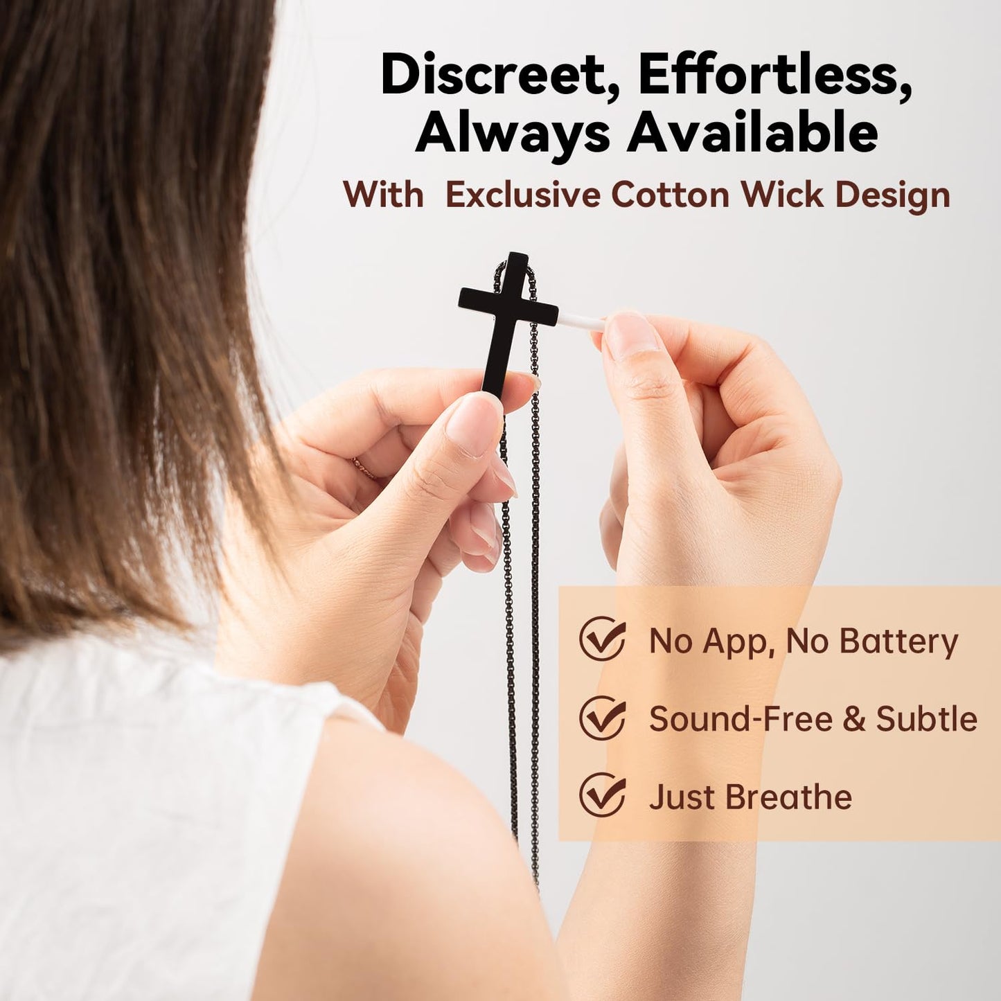 FUNPAR Cross Breathing Necklace for Anxiety Relief and Relaxation, Breathlink Design Quit Smoking Aid, Stainless Steel Mindfulness Tool to Calm, Stylish Wellness Gift for Adults(Silver 1:9)