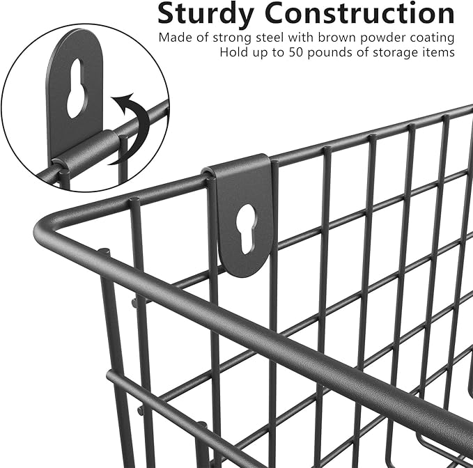 MaraFansie Wire Basket 2-Pack Hanging Wall Organizer Cabinet Storage Basket