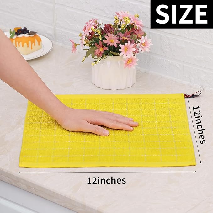 Homaxy 100% Cotton Terry Kitchen Dish Cloths, Ultra Soft and Absorbent Dish
