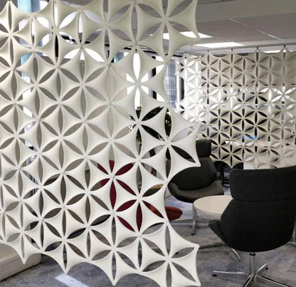 OSHIYINN White 3D Flower Venus 14"x12" Hanging Room Divider Panel Felt Fiber Surface High Density Polyester Fiber Board Cut Room Partition Home Decoratio(12 Pcs)