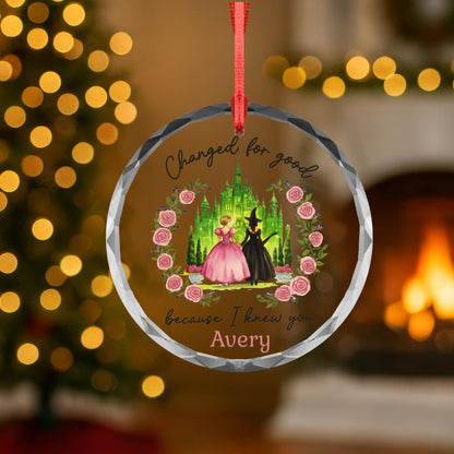 Wicked Christmas Glass Ornament, Elphaba Glinda Ornament, Change for Good, Friendship Broadway Wicked Musical (Glass, 1)