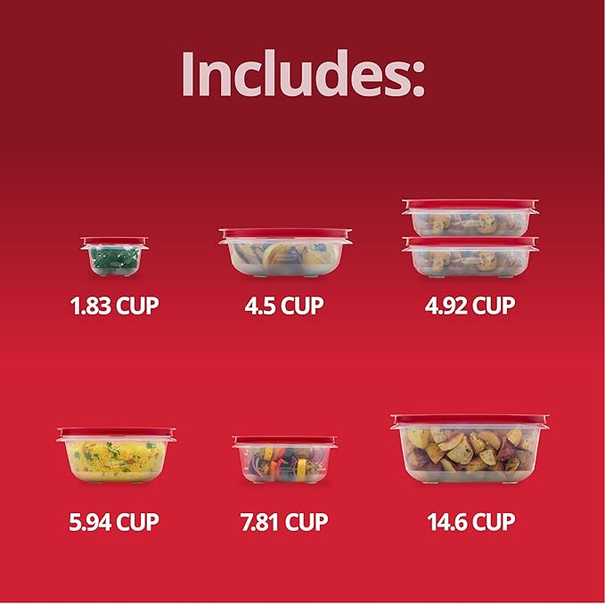 Rubbermaid EasyStore Square and Round Containers, 14-Piece Set, Food Storage
