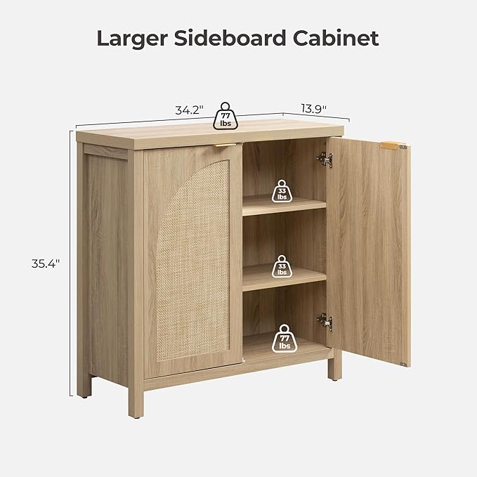 SICOTAS Rattan Sideboard Buffet Cabinet