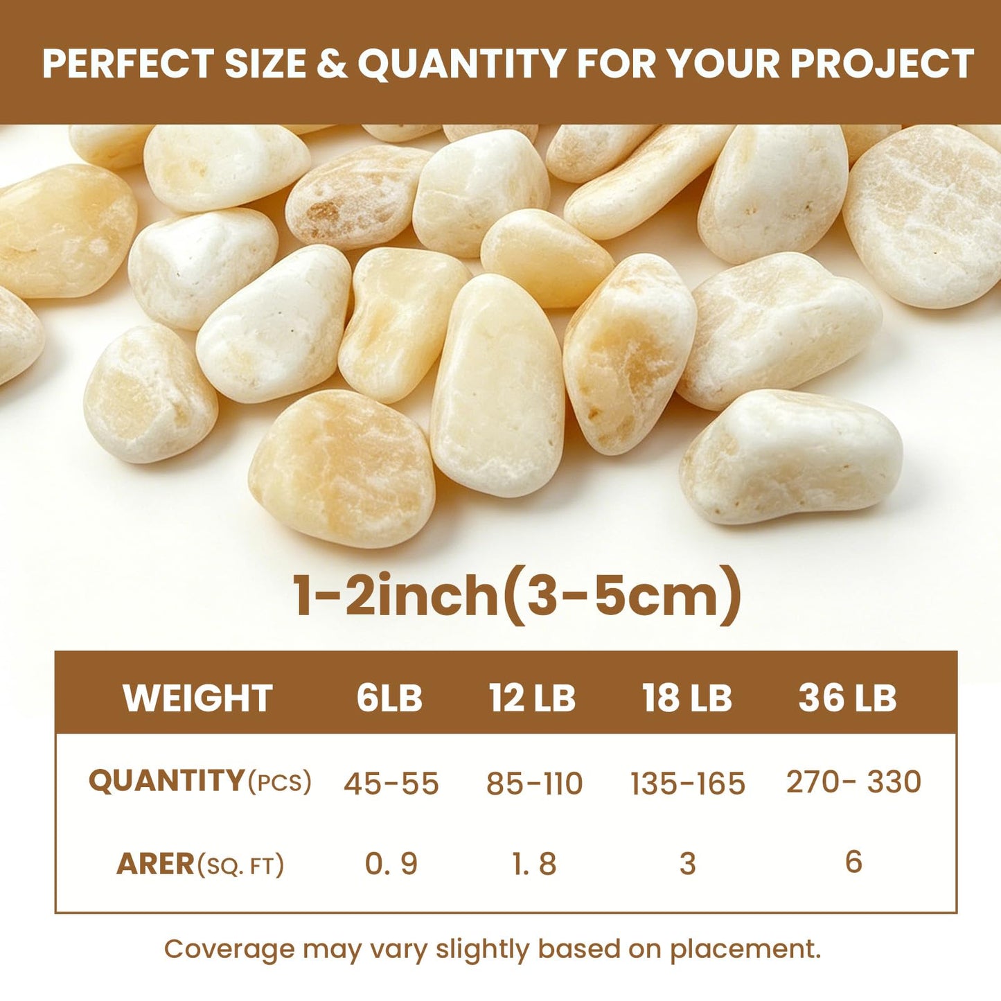 MENGDEWEI 12 lbs Beige Natural Stone Gravel, 1-2 inch Polished Pebbles for Plants, Vases, Aquariums, DIY Crafting, Home Decor, and Garden Landscaping Stones