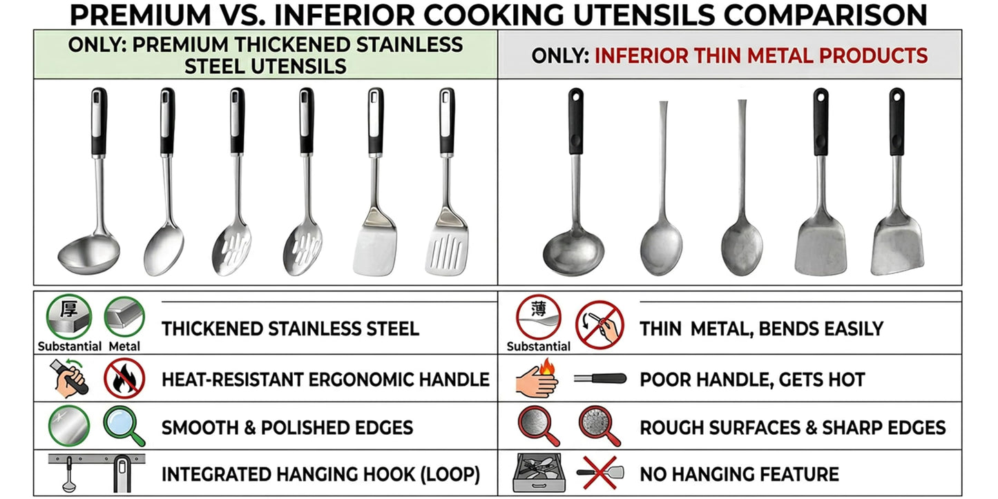 Stainless Steel Cooking Spoons Set, Large Serving Spoons Stainless Steel with Soup Ladle, Solid Spoon & Slotted Spoon, 3-Piece Thickened Metal Cooking Spoon for Kitchen Serving & Cooking