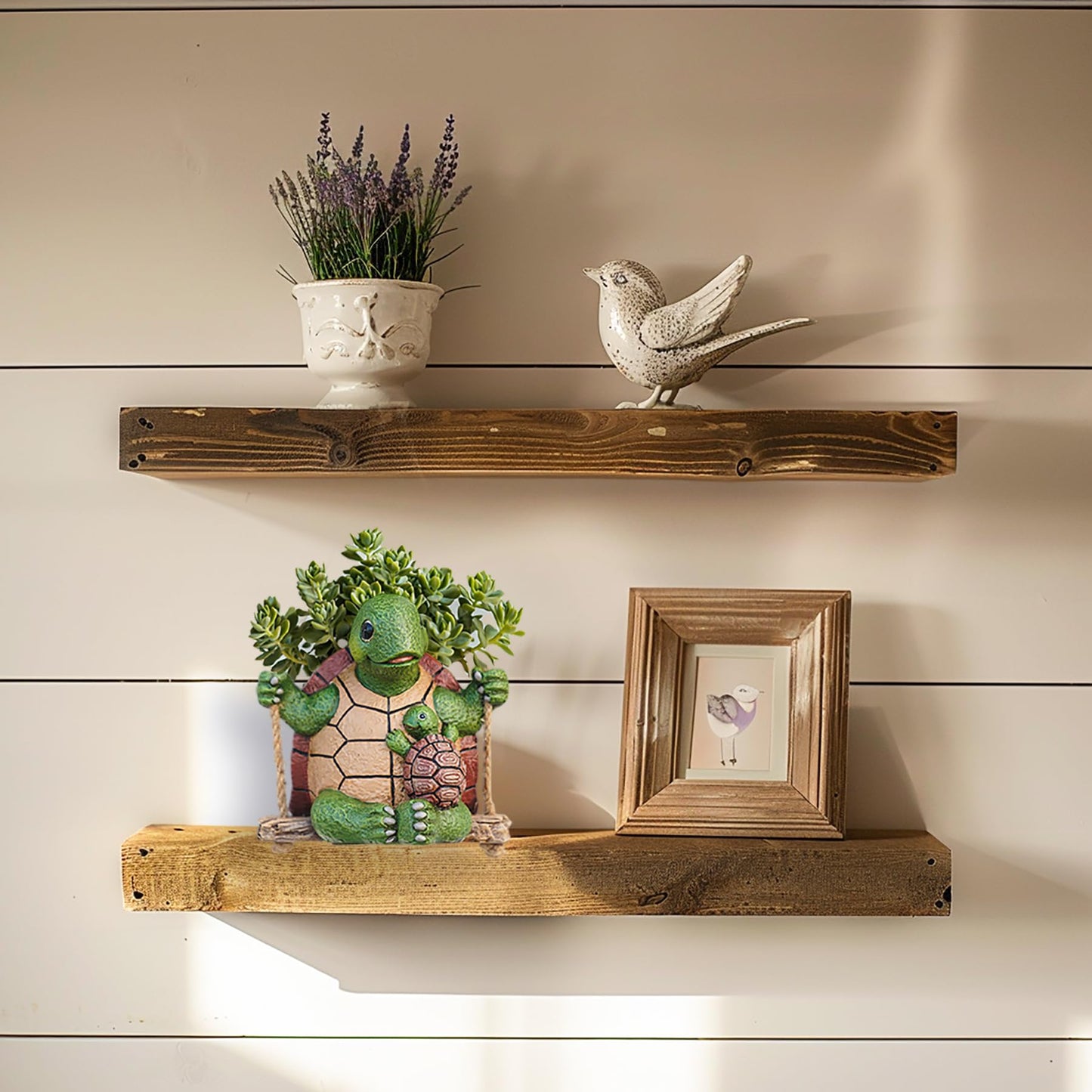 Saysmile Swing Turtle Hanging Planters for Indoor Plants, Cute Small Succulent Pots with Drainage Hole, Unique Resin Plant Hangers Outdoor, Hanging Plant Holder for String of Pearls, Gift for Mom