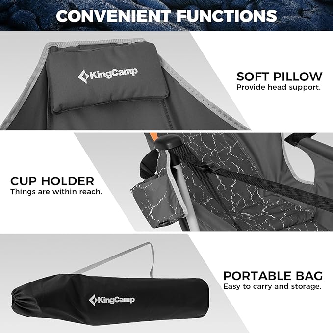 KingCamp Hammock Chair with Footrest – Heavy Duty Swinging Rocking Camping Chairs for Adults up to 400lbs, Folding Portable Oversized Rocker with Cup Holder & Pillow for Outdoor Beach Lawn RV Sports