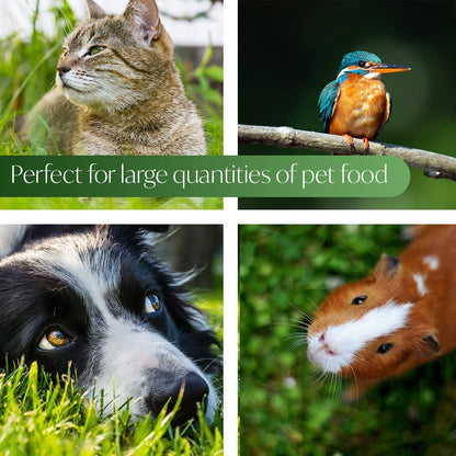 DIVCHI 30L Pet Food Storage Container Flip Top Locking System With Integrated Scoop Plastic Birds Airtight Pet Dog Cat Animal Dry Food 15 KG Dispenser Bin Green