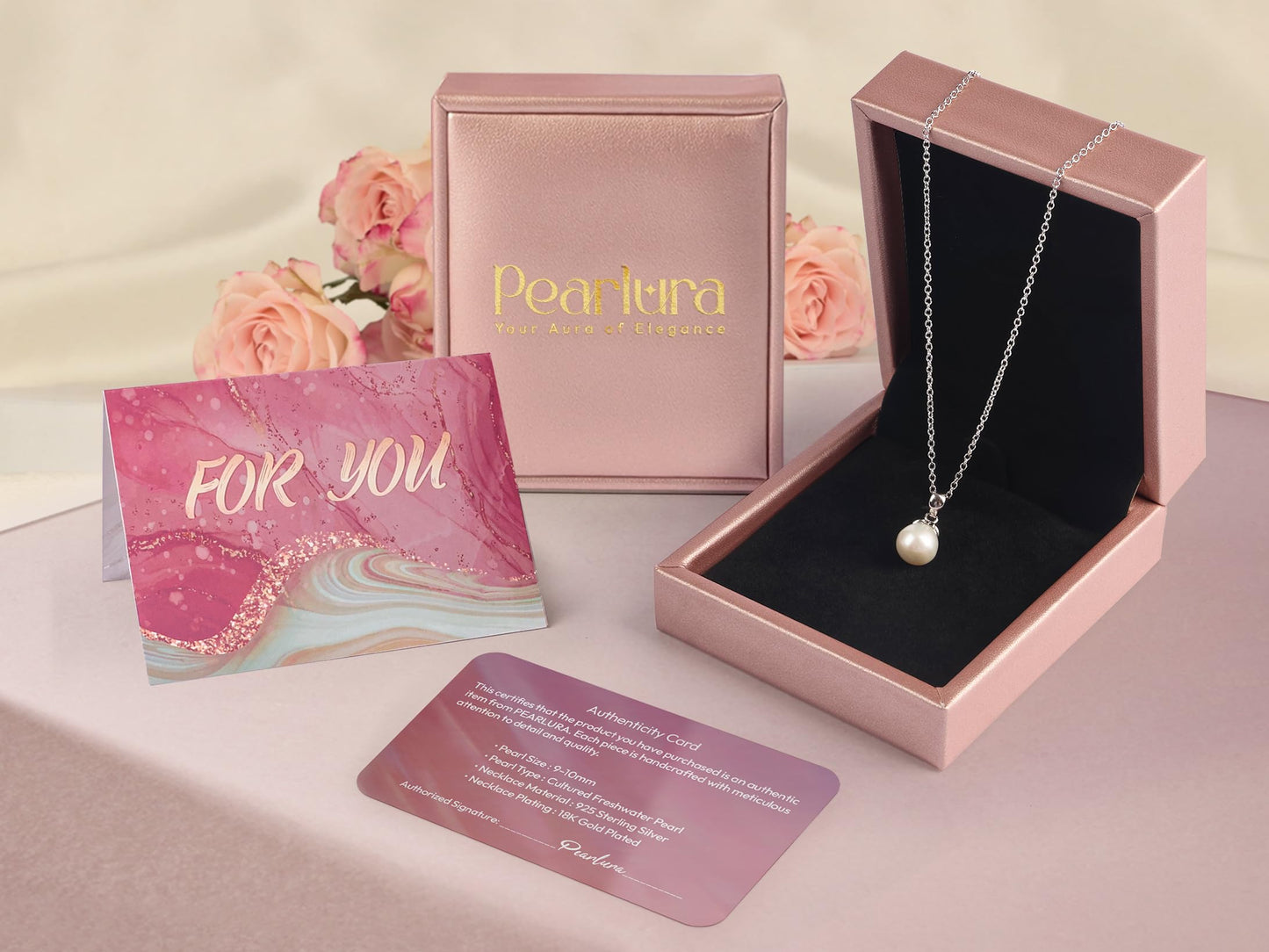 Gifts For Wife Wedding Anniversary - Mothers day gifts - AAA+ Real Pearl Necklaces For Women (18k Gold Plating 925 Sterling Silver) Mothers day necklace ideas Birthday Freshwater Pearl Necklace