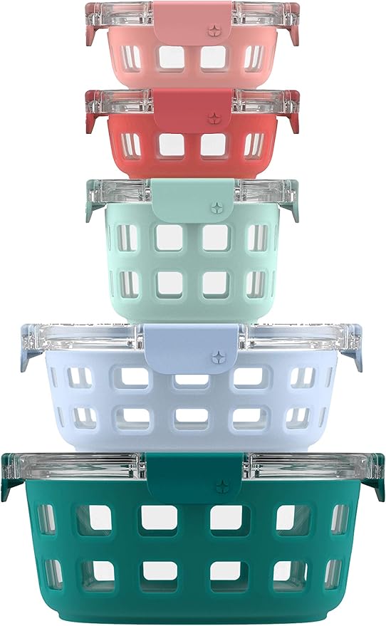 Ello Duraglass Mixed Meal Prep Sets Leak-Proof Glass Food Storage Containers
