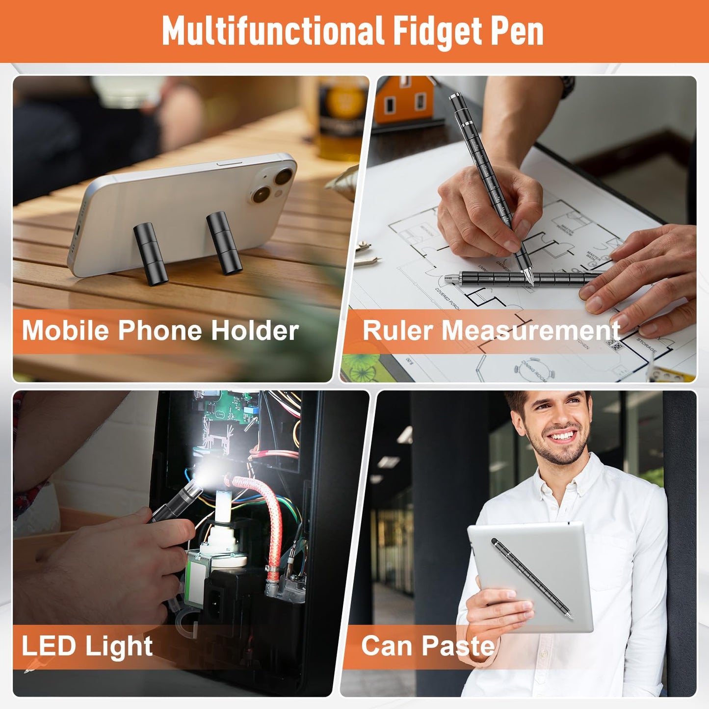 Dusor Gifts for Men Fidget Pen, Valentines Day Gifts for Him Teen Boy Multifunction Pen, Anniversary Birthday Gift for Men Dad Him Husband, Mens Valentines Day Gift, Cool Stuff Gadgets for Son Teens