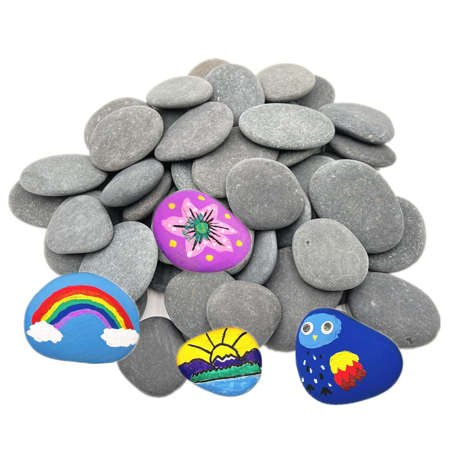 Lifetop 100 PCS Rocks Bulk for Painting, River DIY Rocks Flat & Smooth Kindness Rocks for Crafts, Decoration, Medium/Small Rocks for Painting,1.5"-3" Hand Picked for Painting Rocks (Medium +Small)…