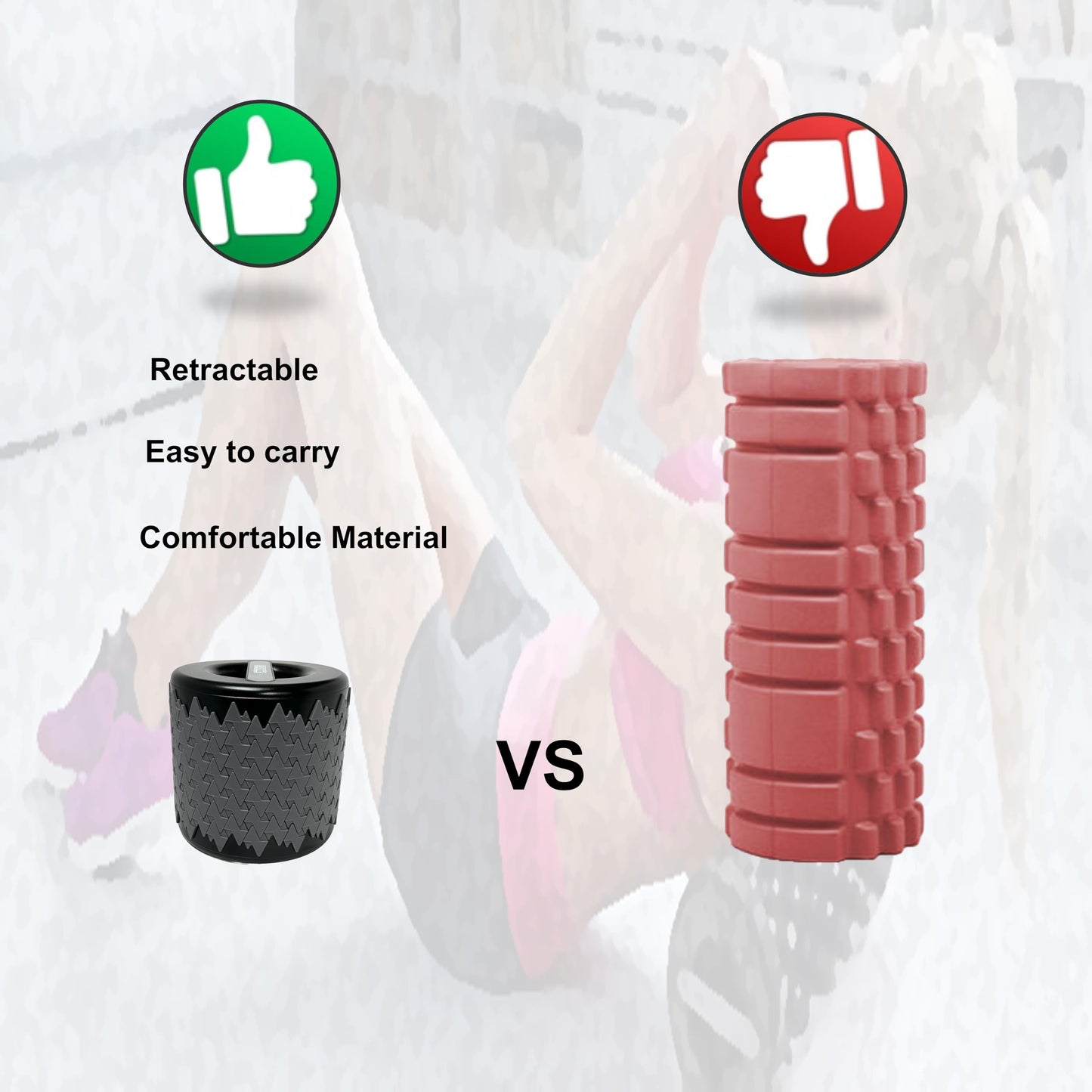 Collapsible Foam Roller for Exercise and Recovery (13 Inches), Easily Portable at 5.5 inches (Gray)