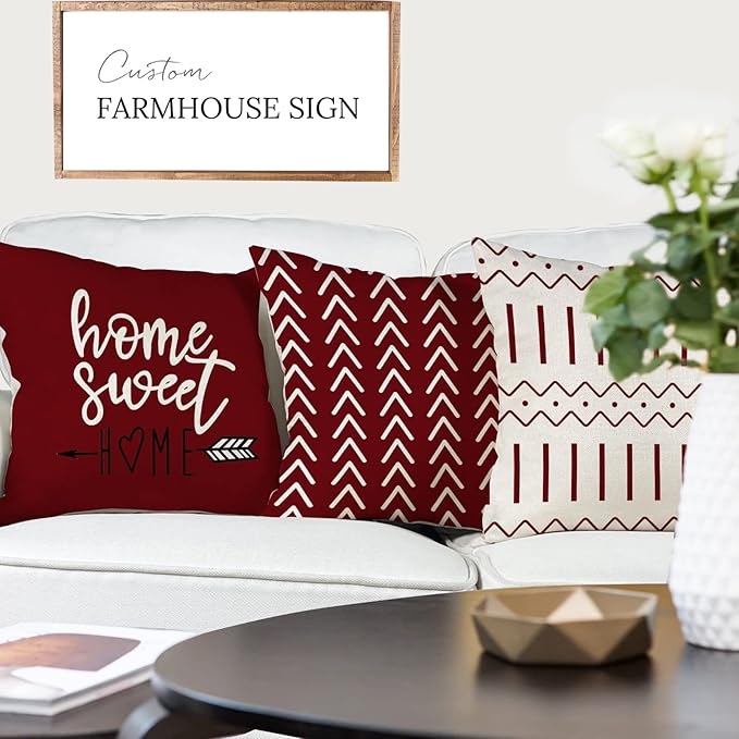 YCOLL Christmas Pillow Covers 18x18 Set of 4, Modern Sofa Throw Pillow Cover