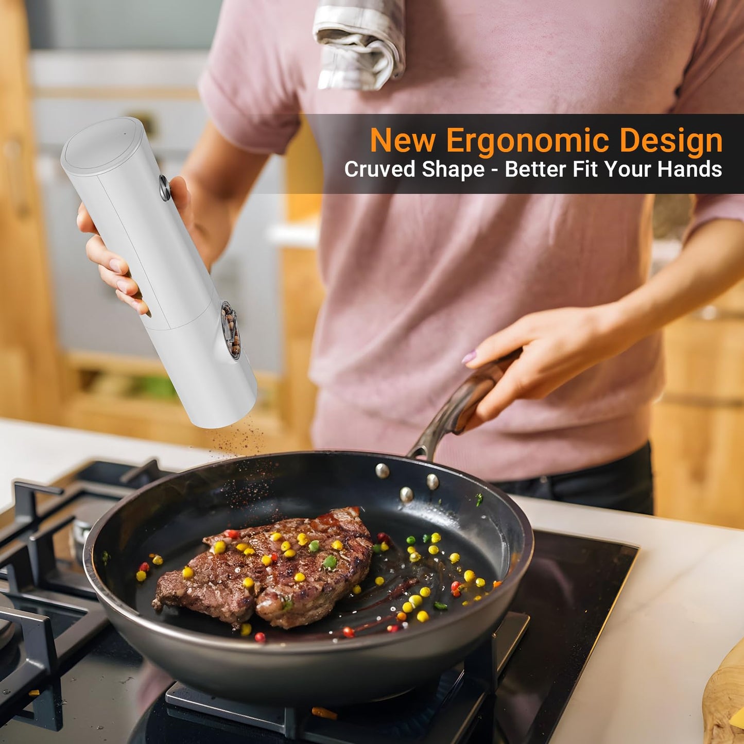 Arcselong Electric Salt And Pepper Grinder Set With Type-C Rechargeable Base, No Battery Needed, Adjustable Coarseness Electronic Spice Mill Shakers Salt And Pepper Shakers Refillable