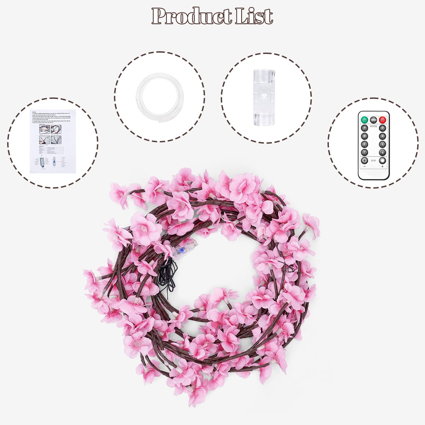 BomKra Cherry Blossom Tree Branch Lights for Wall,Cherry Enchanted Willow Vine Lights,with 72 LED and 8 Lighting Modes,Remote Timer,for Bedroom Wall Doors Windows Wedding Christmas Holiday (63inch)