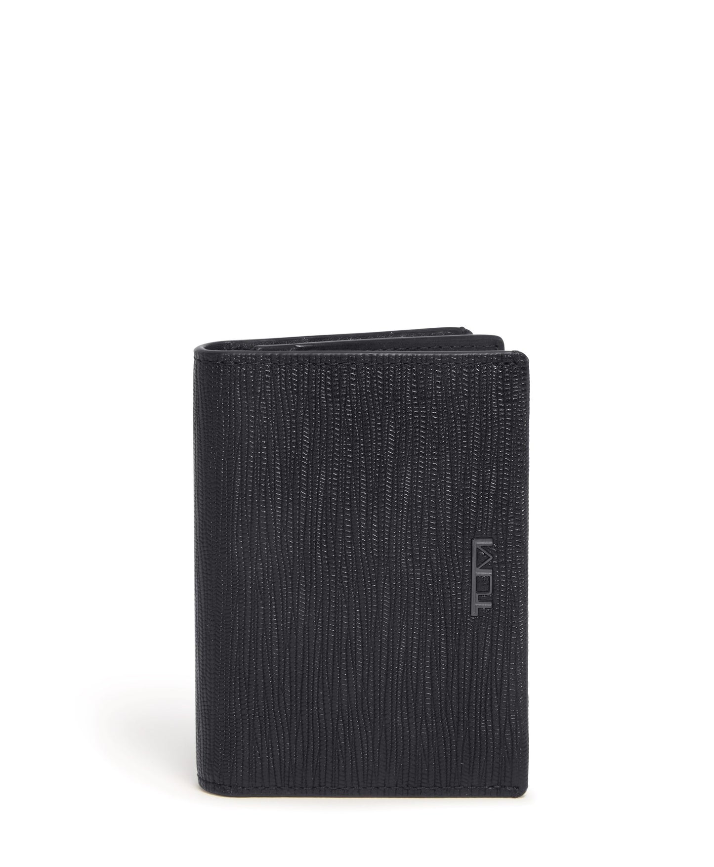 Tumi Mens Gusseted Card Case Black Embossed One Size