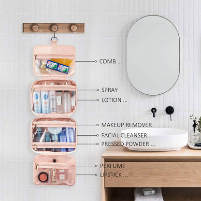 LOVEVOOK Toiletry Bag Hanging Travel Wash Bags for Women, Waterproof Toiletries Makeup with Hook, Cosmetic Organizer Ladies Large, for Full Sized Container