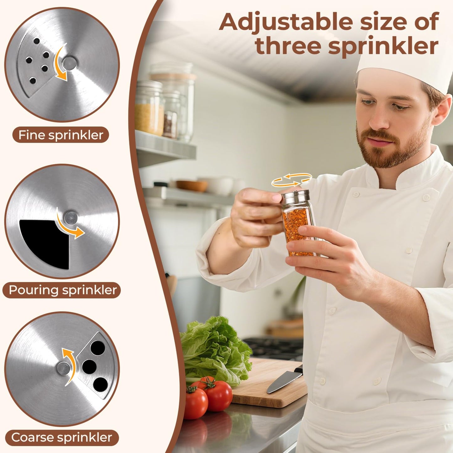 ComSaf Aesthetic Minimalist Spice Jars Set with Adjustable Shaker Lids, 4oz 24PCS Glass Spice Containers with 45 Labels, Square Condiment Jars for Kitchen Organization, Salt and Pepper Seasoning Set