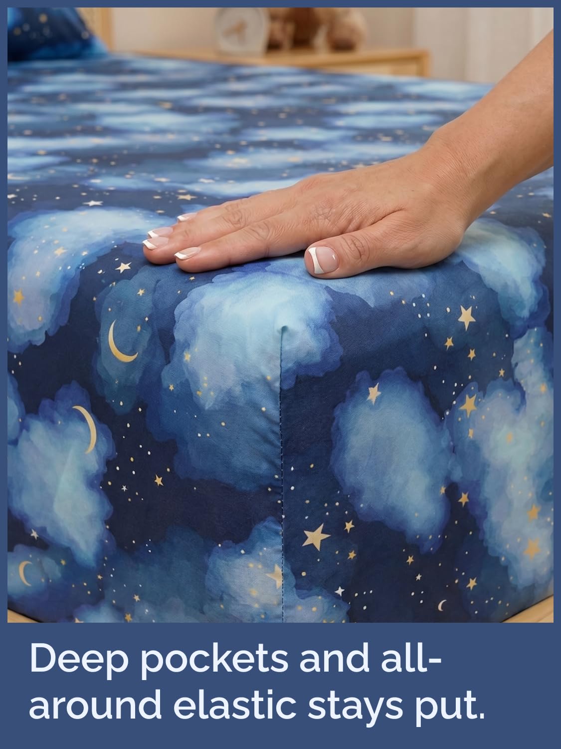 CGK Unlimited Kids Starry Sky Queen 4 Piece Sheet Set - Boys, Girls, Teens, Toddler - Easy Fit Deep Pockets - Soft, Cooling & Breathable Sheets - Cute, Cozy, Fade and Wrinkle Free - Machine Washable