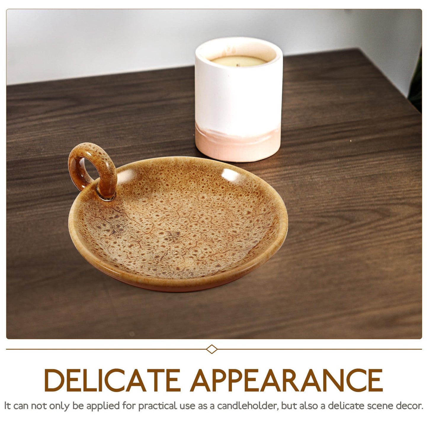 Veemoon Ceramic Candle Plate Decorative Round Candle Display Stand Aroma Holder for Indoor Home Decor Spa Meditation 5.70X4.92X1.77 Inches