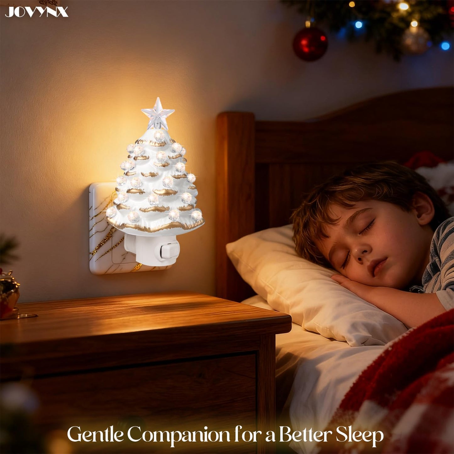 JOVYNX Valentines Day Gifts Ceramic Valentines Tree Night Light Plug in - 2 Pack 6.3" Christmas Nightlight with 360°Rotatable Plug,Nostalgic Christmas Night Lights for Bathroom Bedroom Living Room