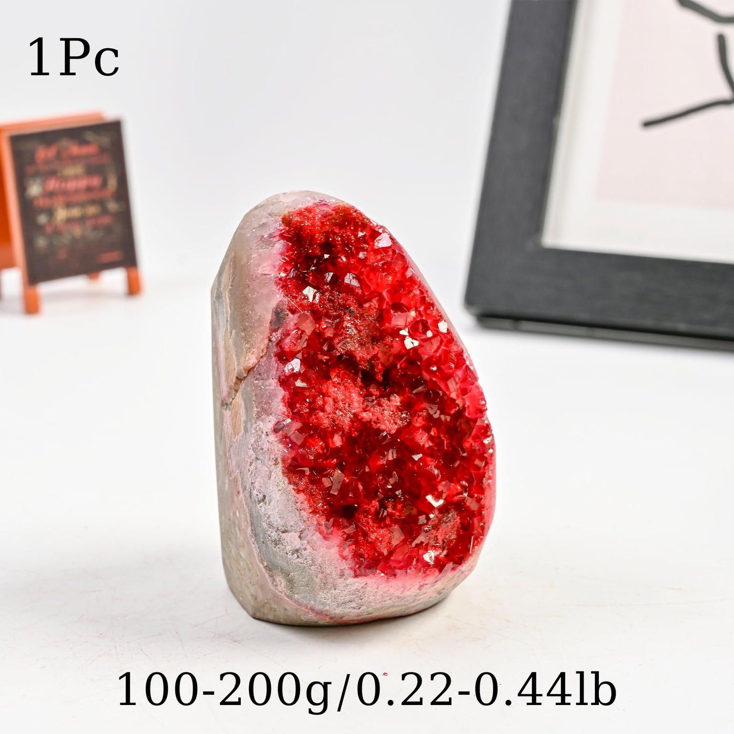 CrystalHola 1Pc Claret Raw Geode, Crystal Cluster for Home Feng Shui Ornaments Energy Stone Healing Tools Meditation Feng Shui Decoration,Stone Display Piece, Mineral Specimen (100-200g)