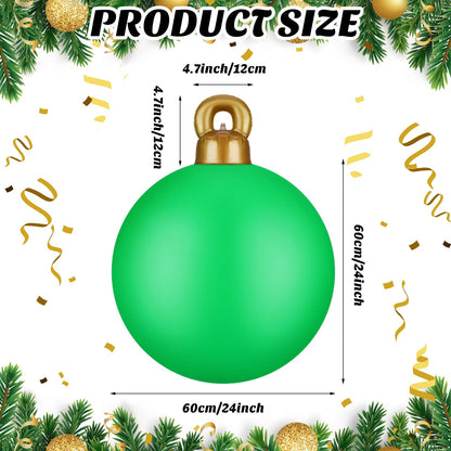 2 Pieces 32 Inch Giant PVC Inflatable Christmas Decorated Ball Ornaments Outdoor Large Xmas Blow Ball Decorations for Christmas Themed Party Ornaments(Solid,Red Green)