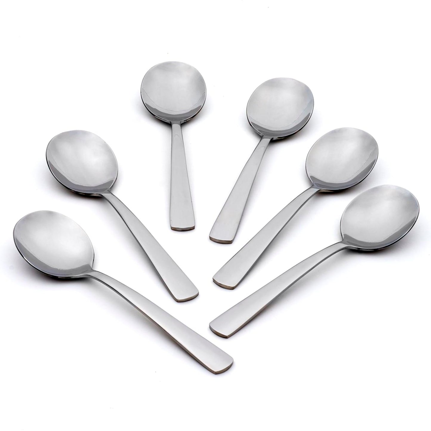 Oneida Silverware Set, Aptitude Everyday Flatware Soup Spoons Set, Service For 6, 18/0 Stainless Steel, 6.7 x 1.8-Inch, Mirror Finish, Dishwasher Safe, Utensils, Soup Spoon (Silver, 6 Piece Spoon)