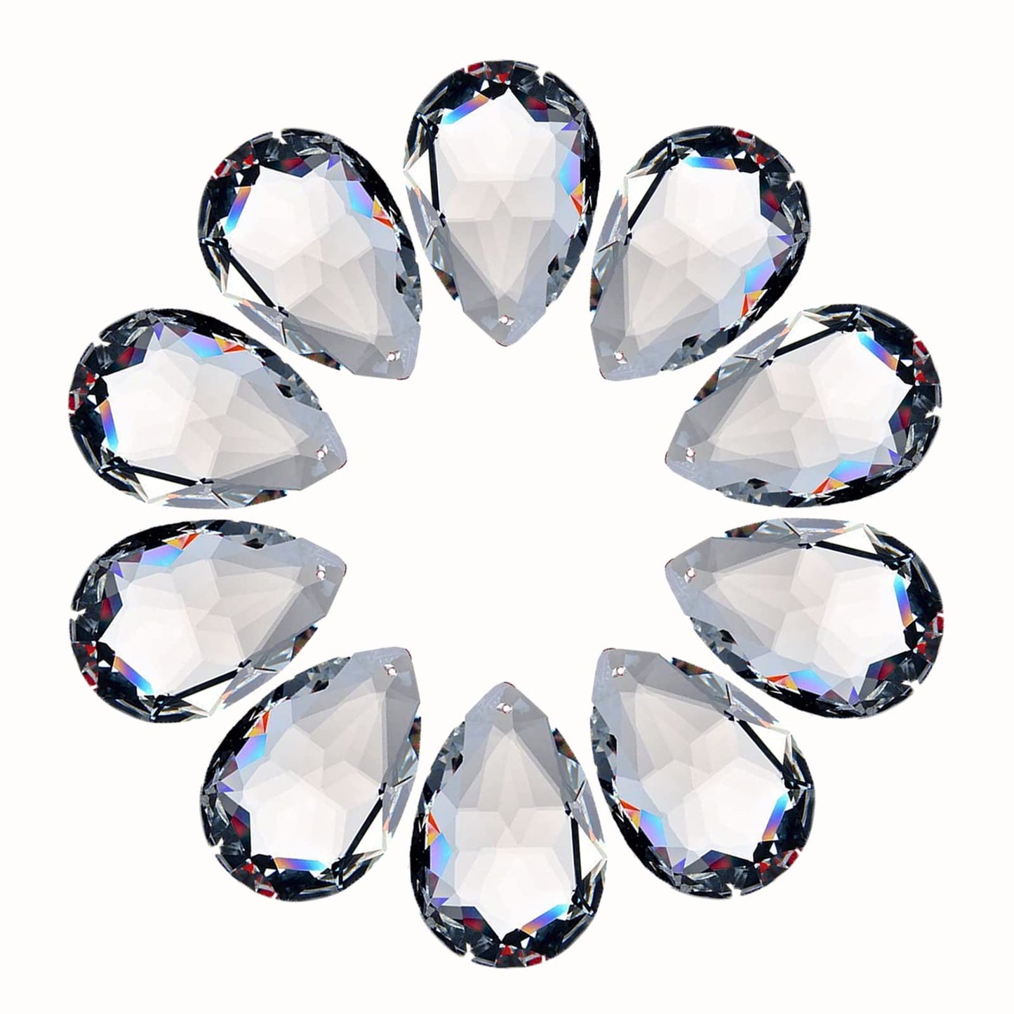 LoveUnited 10pcs Crystal Pendants 1.5"/38mm Crystal Suncatcher - Hanging Crystals Prisms for Windows, FengShui, Hanging Ornament for Decoration, Chandelier Crystals Replacement (Teardrop)